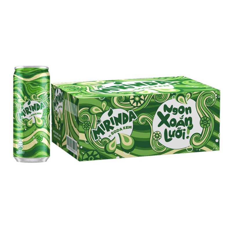 Lon 320ml nước ngọt có gas Mirinda soda kem