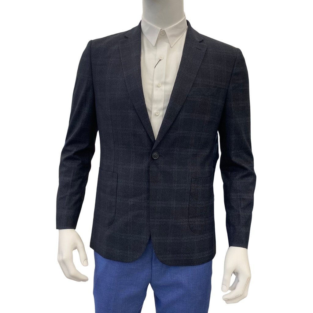 Áo khoác blazer nam demi Owen BL231703 kẻ caro lớn xám đậm vest rời  cao cấp dáng slim fit trẻ trung lịch lãm