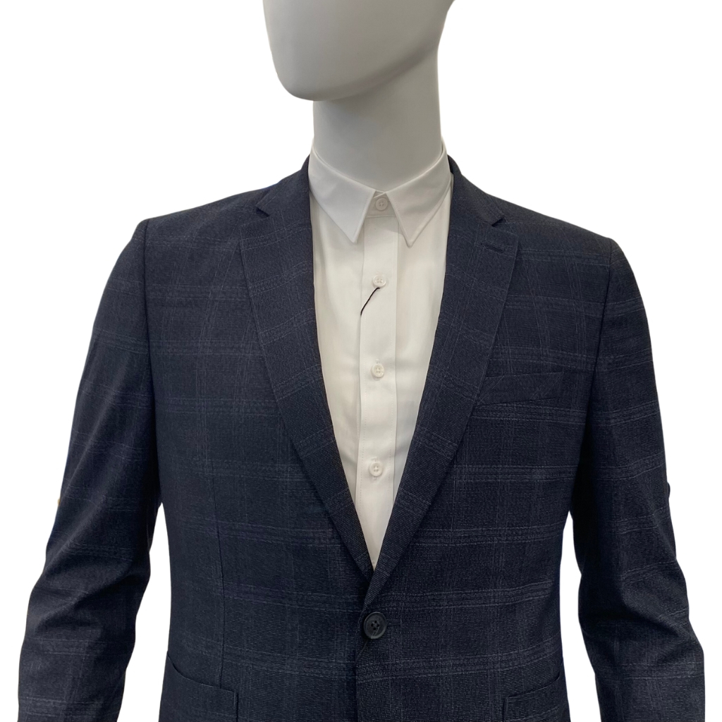 Áo khoác blazer nam demi Owen BL231703 kẻ caro lớn xám đậm vest rời  cao cấp dáng slim fit trẻ trung lịch lãm