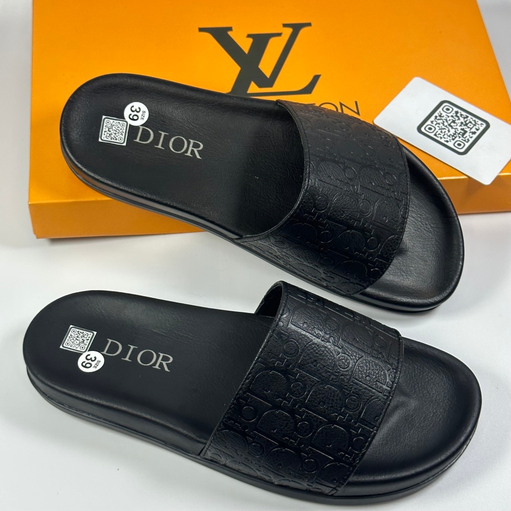 Các Mẫu Dép Nam LoGo Khắc Laze Mặt PU Quai Da Dép Quai Ngang Thời Trang   Hottrend  Size 38-43