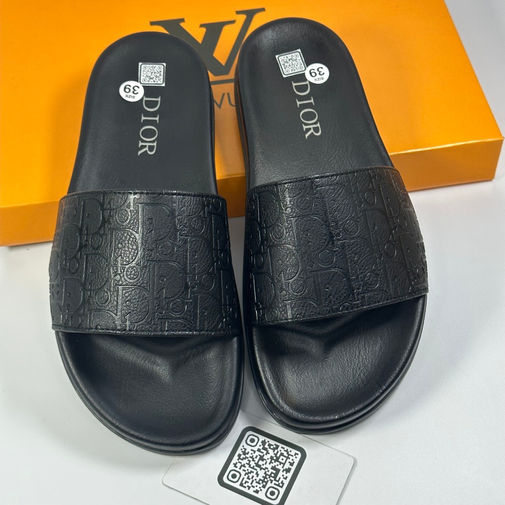 Các Mẫu Dép Nam LoGo Khắc Laze Mặt PU Quai Da Dép Quai Ngang Thời Trang   Hottrend  Size 38-43
