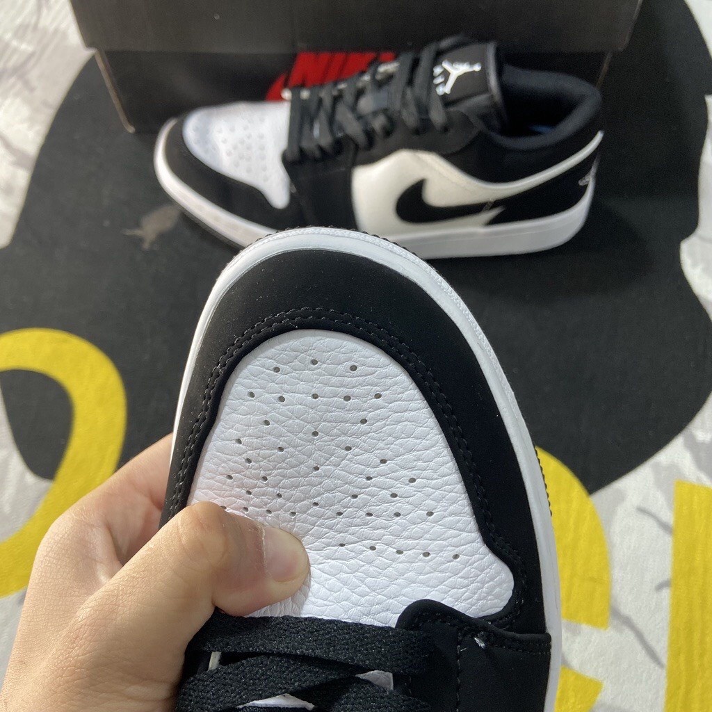 Giày Jordan Cổ Thấp Đen Trắng, Giày Jordan 1 Low Panda Nam Nữ Bản Cao Cấp Full Phụ Kiện