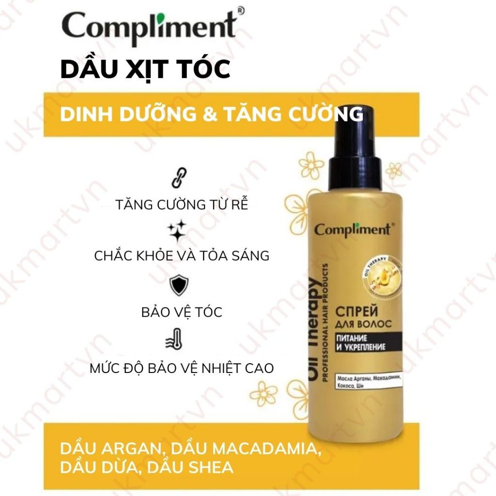 Xịt Dưỡng Tóc Compliment Oil Treatment Nuôi Dưỡng Và Dưỡng Ẩm Tóc 200 ml