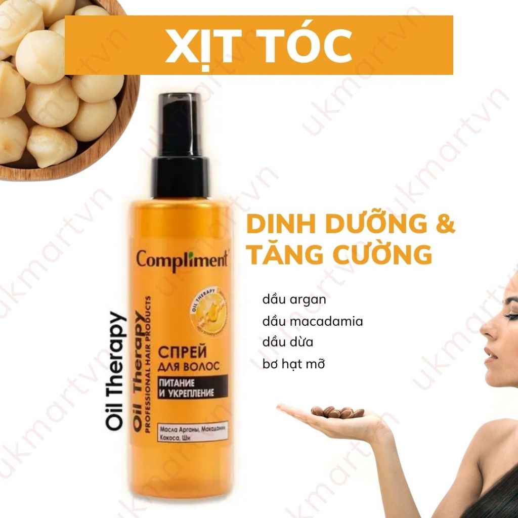 Xịt Dưỡng Tóc Compliment Oil Treatment Nuôi Dưỡng Và Dưỡng Ẩm Tóc 200 ml
