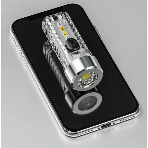 Đèn pin sạc mini QB316 GROWNTECH tích hợp LED bên hông ,cổng USB 4 led tặng móc khóa