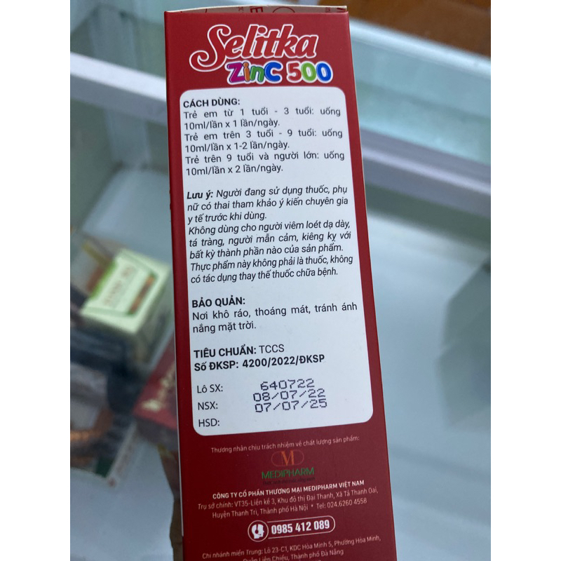 SIRO BỔ SUNG KẼM, VITAMIN C, B1 CHO BÉ SELITKA ZINC 500 - TĂNG SỨC ĐỀ KHÁNG