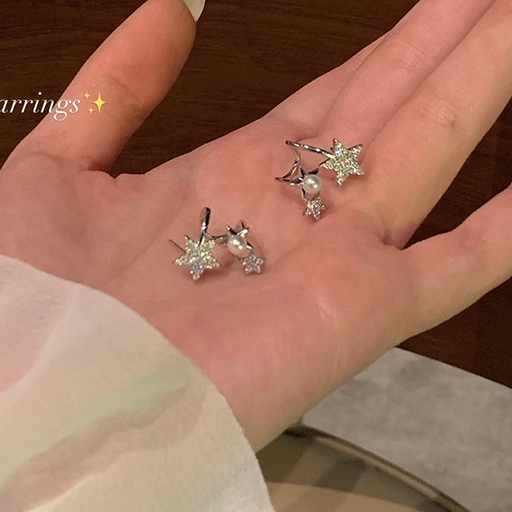 Bông tai ngôi sao đính đá kim cương nhân tạo nữ