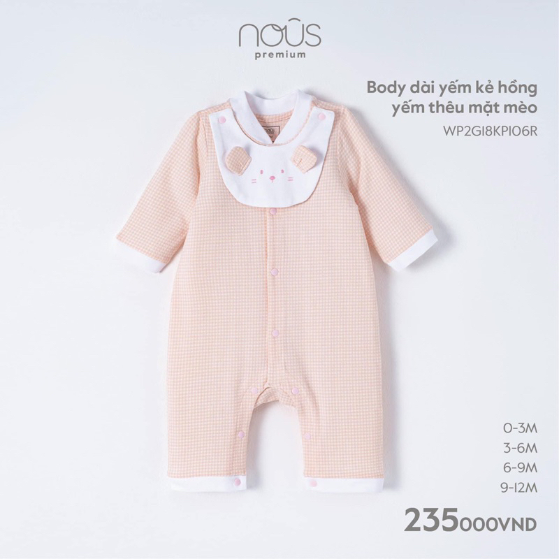 Nous - Body dài tay không tất Nous premium cho bé sơ sinh đến 12M