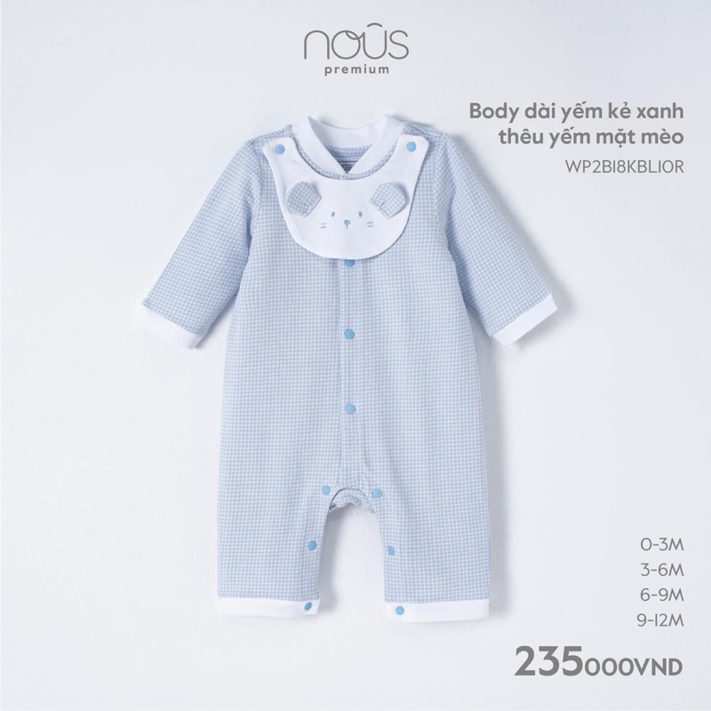 Nous - Body dài tay không tất Nous premium cho bé sơ sinh đến 12M
