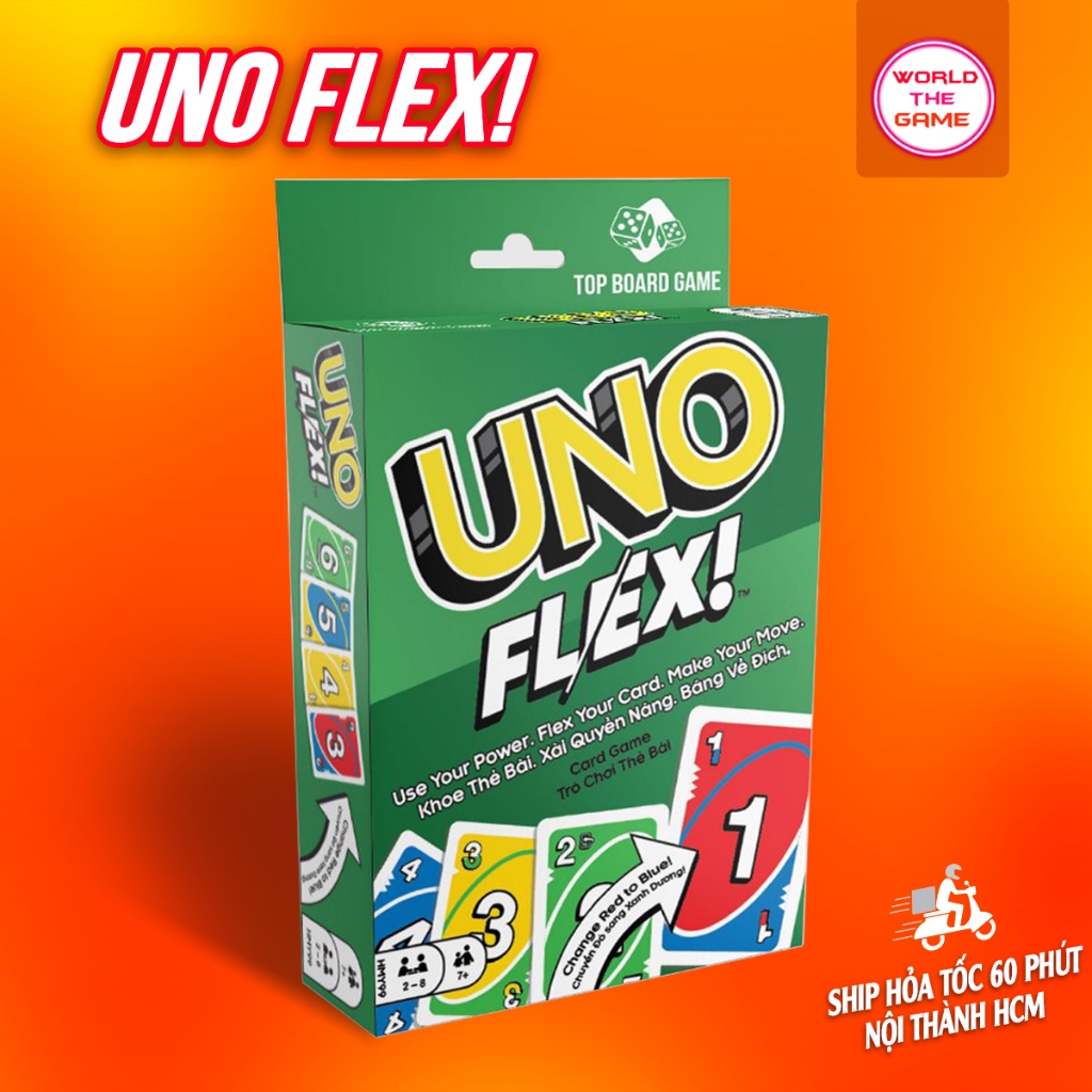 Bài UNO Flex Boardgame với thẻ bài Flex quyền lực mới cho cuộc chơi thêm thú vị, hấp dẫn và ảo diệu