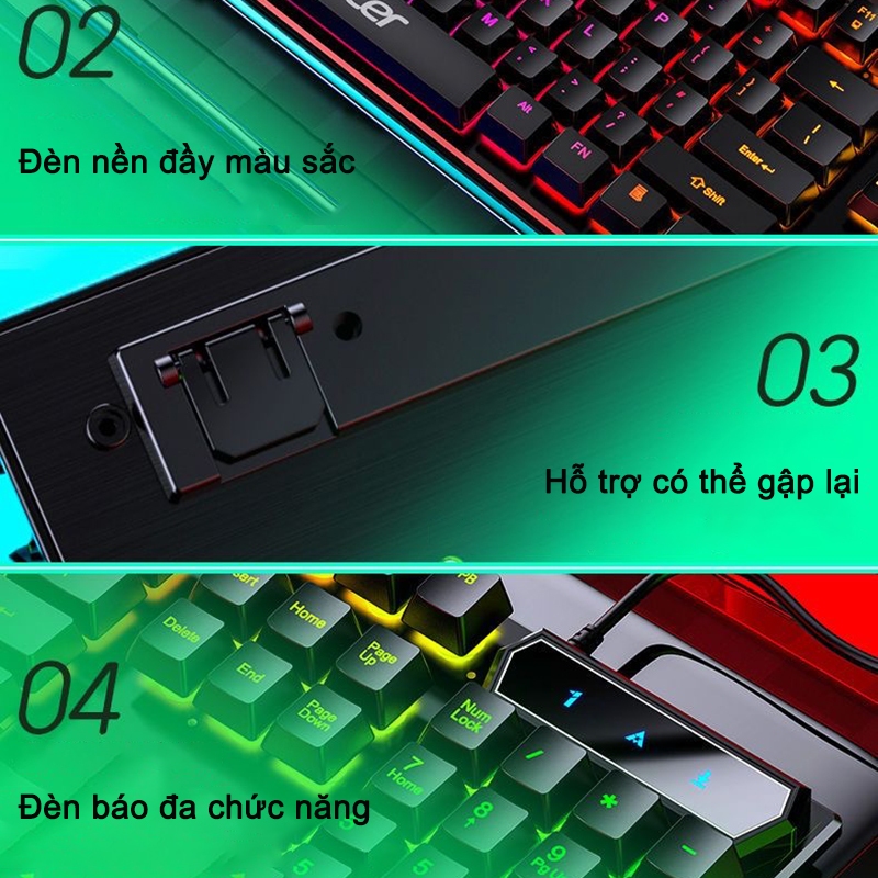 Bộ Bàn Phím Chuột Game Có Dây Acer YKB913 Đèn LED Đầy Màu Sắc Phù Hợp Cho Máy Tính Để Bàn, Laptop