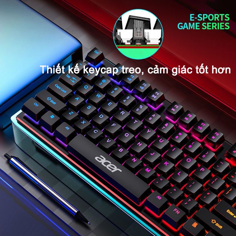 Bộ Bàn Phím Chuột Game Có Dây Acer YKB913 Đèn LED Đầy Màu Sắc Phù Hợp Cho Máy Tính Để Bàn, Laptop