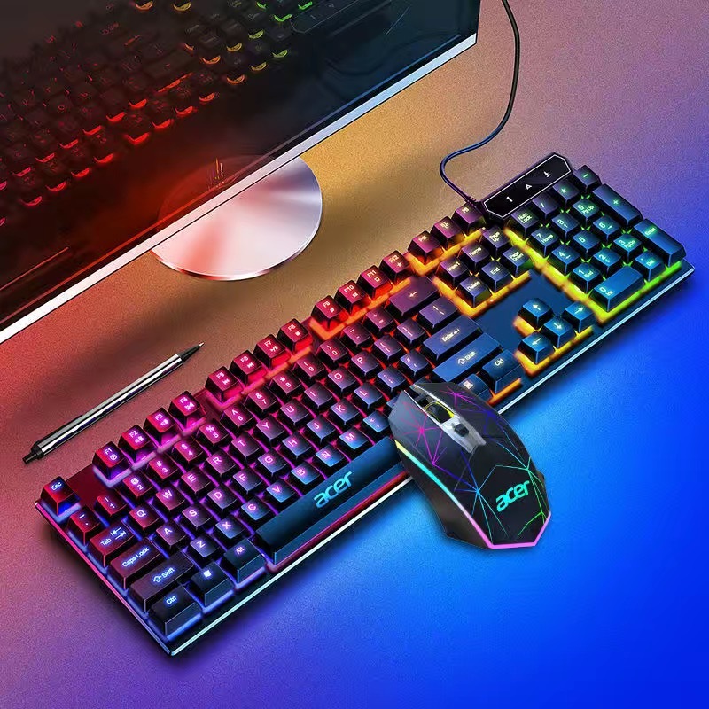 Bộ Bàn Phím Chuột Game Có Dây Acer YKB913 Đèn LED Đầy Màu Sắc Phù Hợp Cho Máy Tính Để Bàn, Laptop