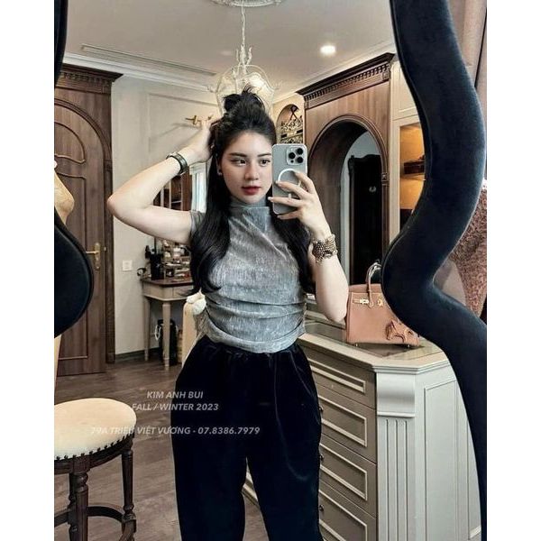 Áo tuyết nhung cổ 2 phân kèm tag nhún 3 màu