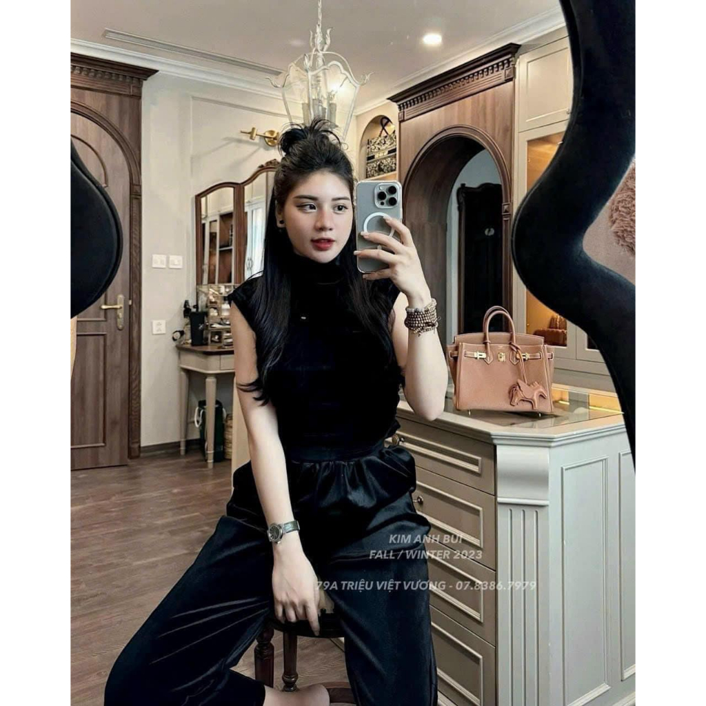 Áo tuyết nhung cổ 2 phân kèm tag nhún 3 màu