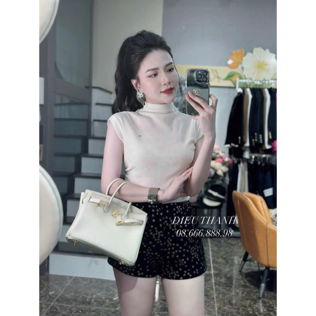 Áo tuyết nhung cổ 2 phân kèm tag nhún 3 màu