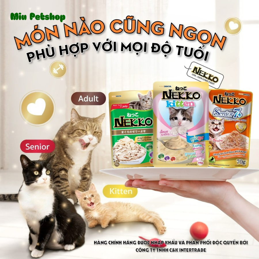 Combo 12 gói pate nekko dành cho mèo nhiều vị đa dạng thành phần dành cho mèo