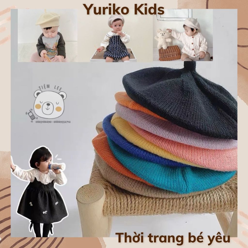 Mũ Nồi Trơn Đan Len Dễ Thương Cho Bé Gái