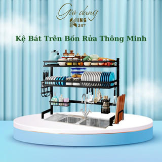 Kệ úp bát đĩa, kệ bát trên bồn rửa thông minh, kháng khuẩn cao cấp 2 tầng 85cm Kalpen KB2K85