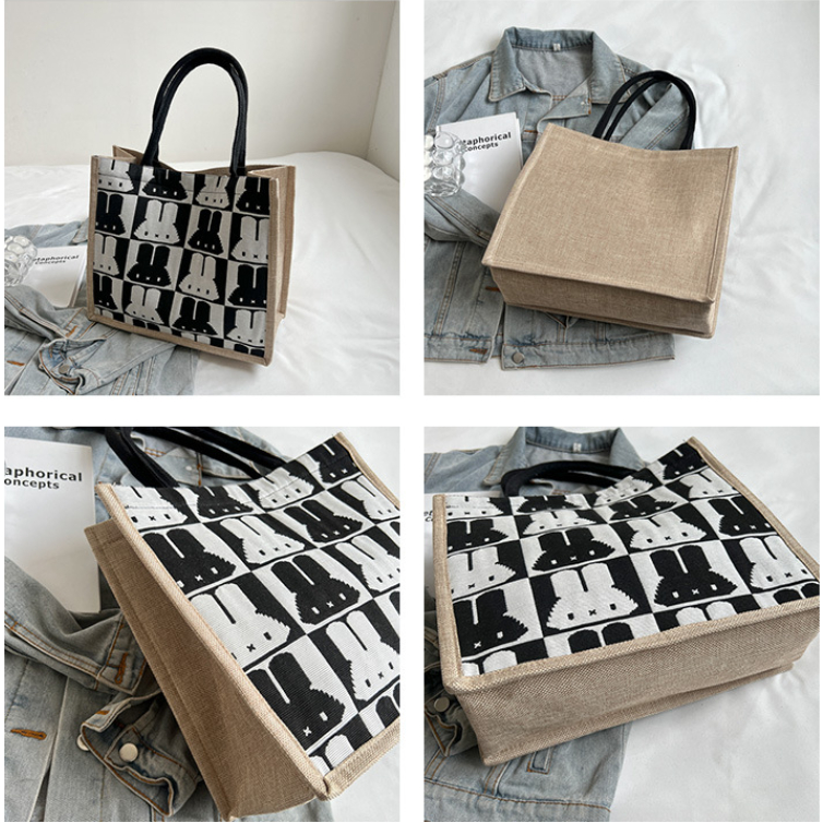 Túi Cói thời trang hình thỏ, Túi cói đi biển, đi chơi mang phong cách Vintage
