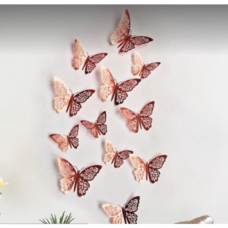 Set 12 Cánh Bướm 3D Trang Trí Tráp Cưới, Concept Chụp Hình, Trang Trí Hoa Bướm 3D Trang Trí Bánh Kem,..,...