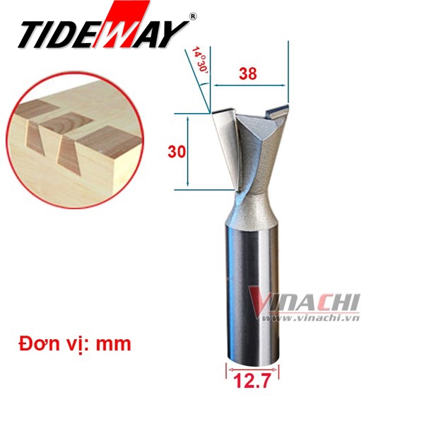 Mũi Héc Đuôi Cá Tideway AC0303 Cốt 12.7 mộng thắt đuôi cá ghép hộp vuông