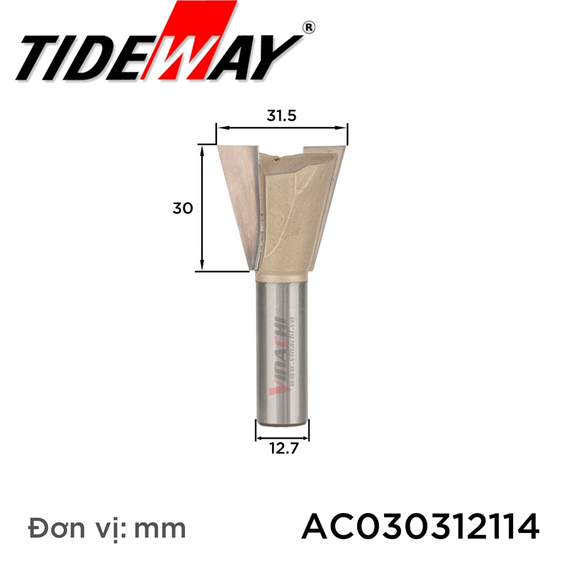 Mũi Héc Đuôi Cá Tideway AC0303 Cốt 12.7 mộng thắt đuôi cá ghép hộp vuông
