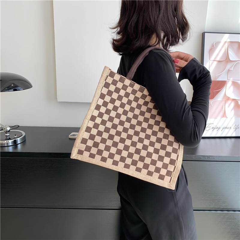 Túi cói, túi tote vải canva có quai xách cỡ lớn, dạo phố, du lịch, đa năng tiện dụng