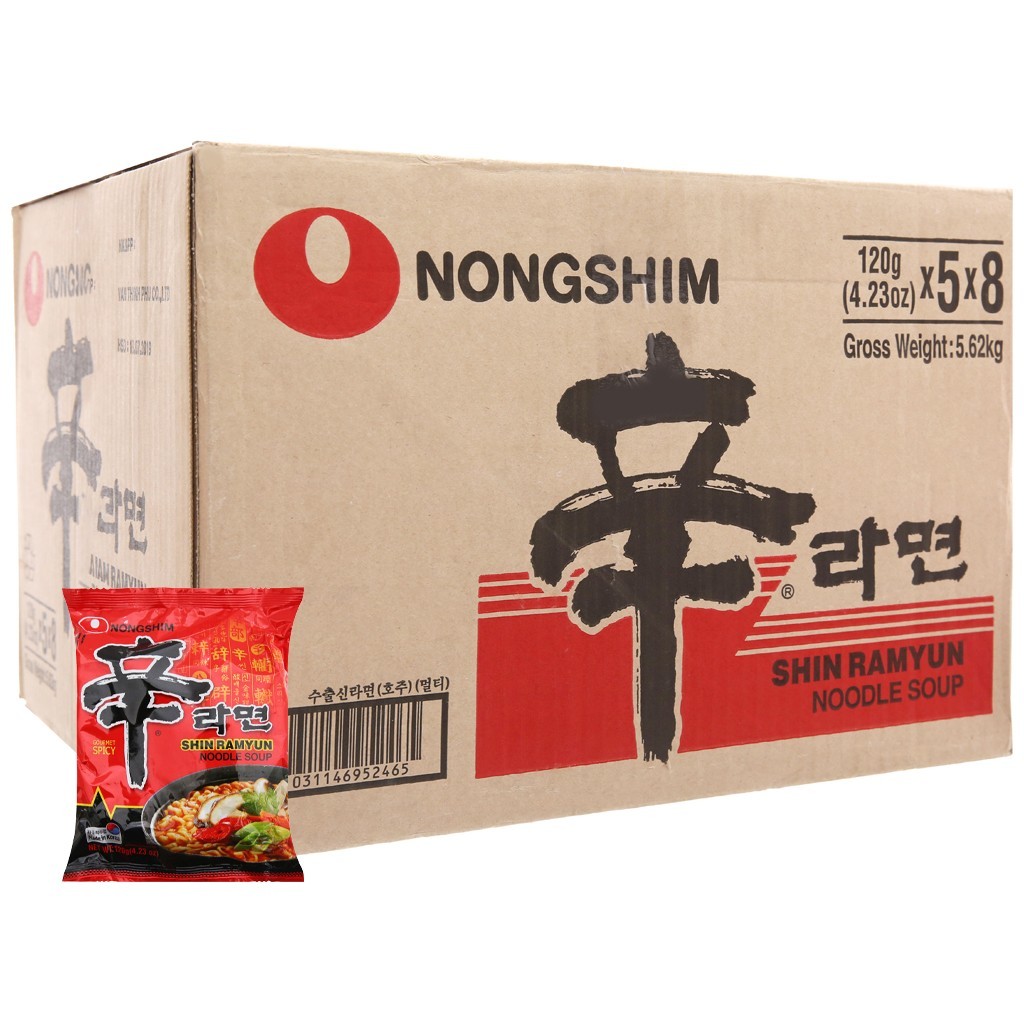 Bịch 5 gói Mì nước CAY Nongshim Shin Ramyun Hàn Quốc