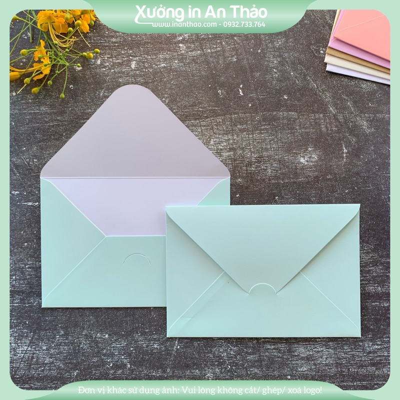 Phôi Bao Thư Trơn in thiệp 12*17.5 - Xanh Mint - Khuôn N1 - Giao từ 50 cái (Chưa Gấp Dán)