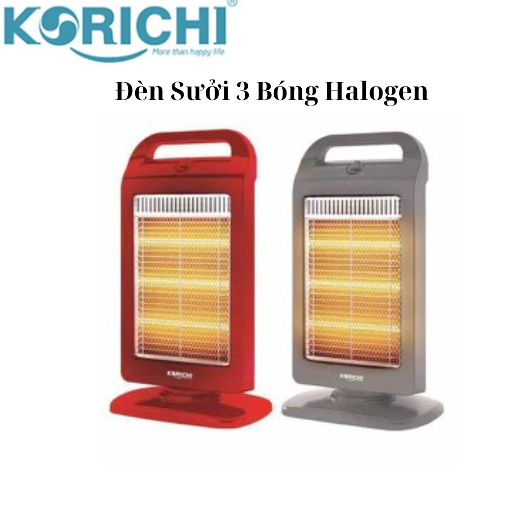 Đèn Sưởi 3 Bóng Halogen Korichi KRC216, Không Khô Da, Bảo Hành 1 Năm