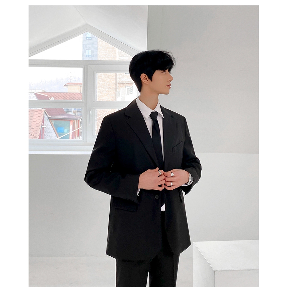 Áo blazer nam 2 lớp form regular dài tay TẶNG KÈM CÀ VẠT Có đệm vai Hero Clothes