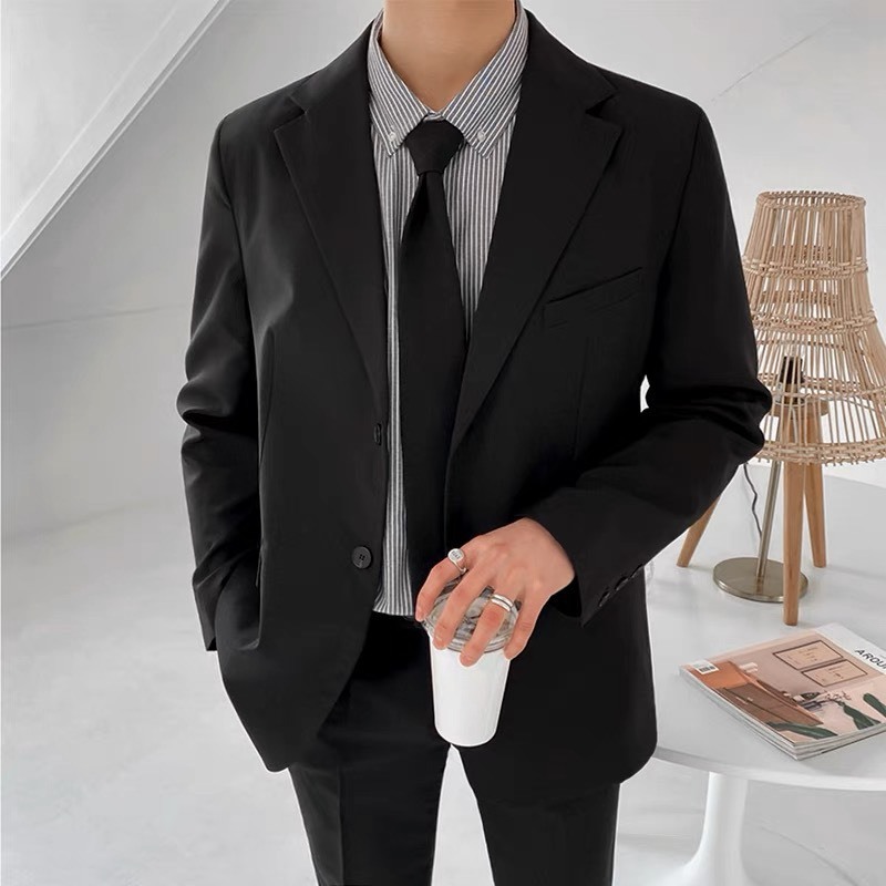 Áo blazer nam 2 lớp form regular dài tay TẶNG KÈM CÀ VẠT Có đệm vai Hero Clothes