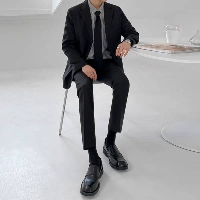 Áo blazer nam 2 lớp form regular dài tay TẶNG KÈM CÀ VẠT Có đệm vai Hero Clothes