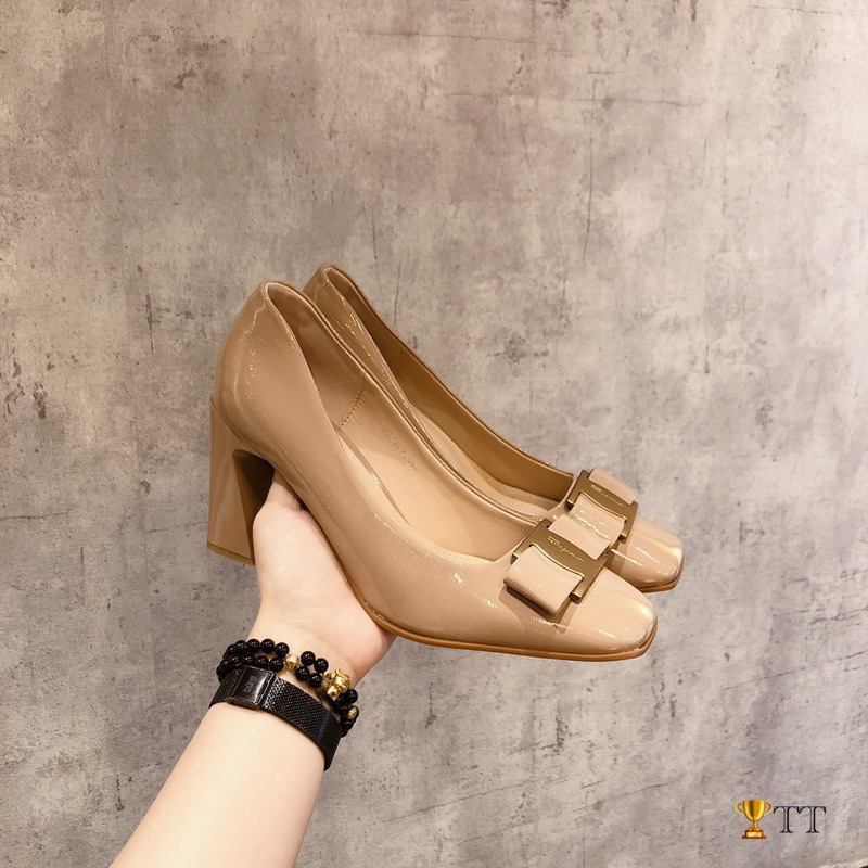 Giày cao gót da bóng, nơ svt . Hàng quảng châu cao cấp fullbox xịn xò