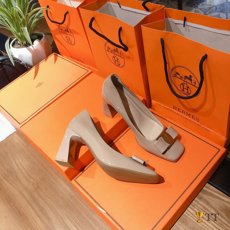 Giày cao gót da bóng, nơ svt . Hàng quảng châu cao cấp fullbox xịn xò