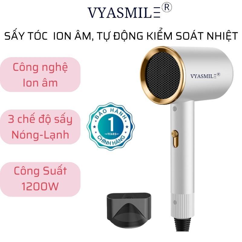 Máy sấy tóc mini VYASMILE công suất lớn 1600W tạo kiểu hai chiều nóng lạnh ,kiểm soát nhiệt tự động, bảo hành 12 tháng