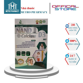  Viên uống bổ sung Nano Calcium D3-Giúp bổ xung canxi-Phù hợp cho phụ nữ có thai người cao tuổi trẻ em đang tuổi lớn 