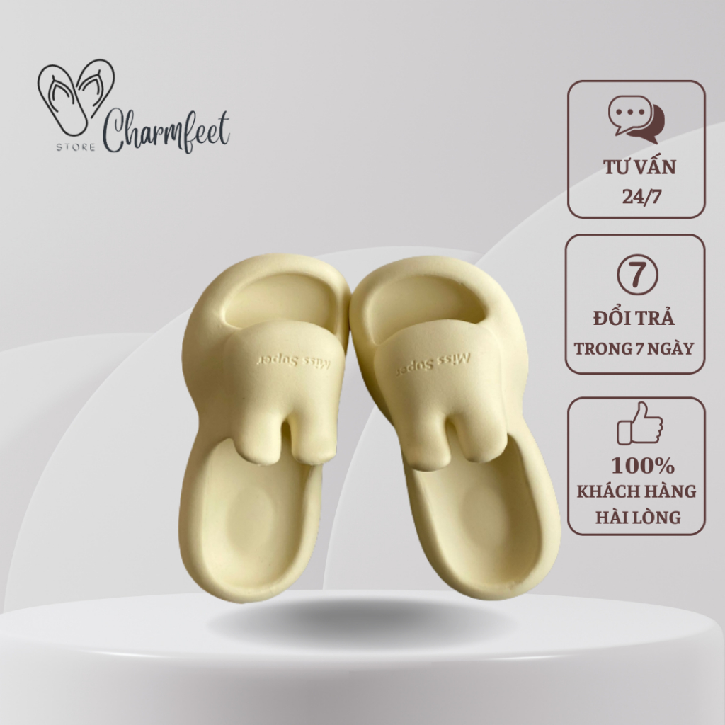 Dép quai ngang tai thỏ Charmfeet thời trang êm chân giá rẻ CH09