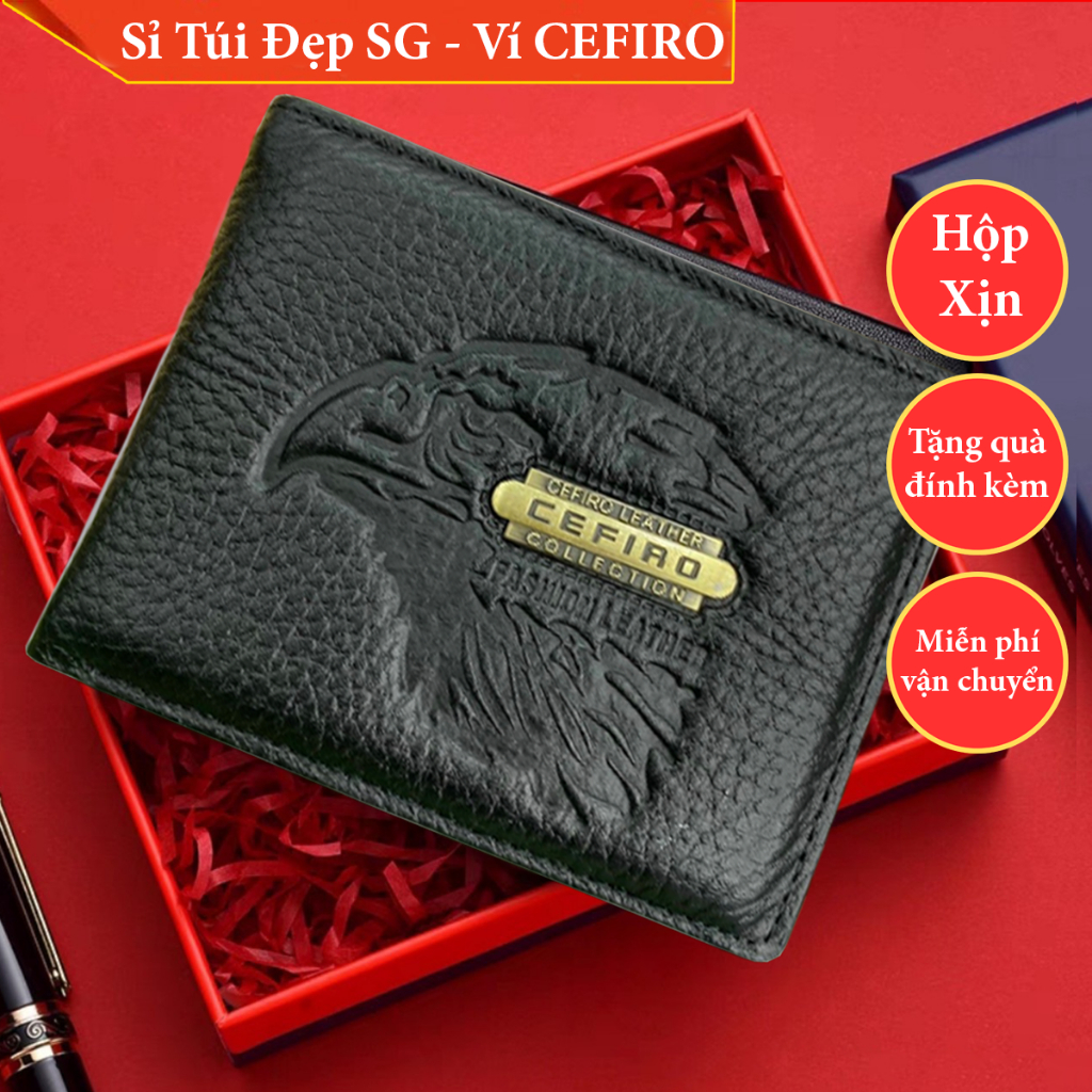 Bóp ví nam Ông Địa dáng đứng bán chạy 2023 Rẻ mà Đẹp Fullbox - VNR020  - Ví Nam Da Bò HCM