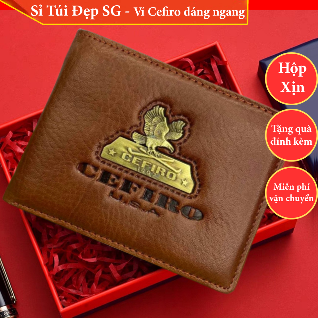 Bóp ví nam Ông Địa dáng đứng bán chạy 2023 Rẻ mà Đẹp Fullbox - VNR020  - Ví Nam Da Bò HCM