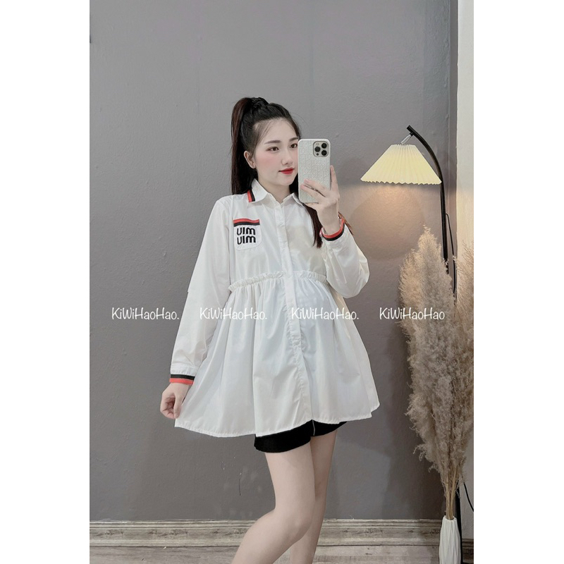 ÁO BẦU SƠ  MI  DÀI TAY DÁNG BABBYDOL MIU MIU