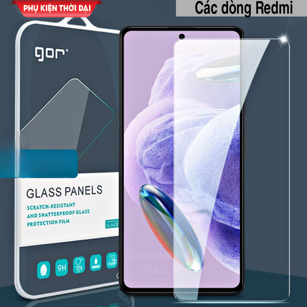 Cường lực Gor Redmi Note 9s / 9 Pro 5G / Note 9 / Note 7 / Note 8 / 8 Pro / Note 10 / Note 11 / 12 trong suốt bóng mượt