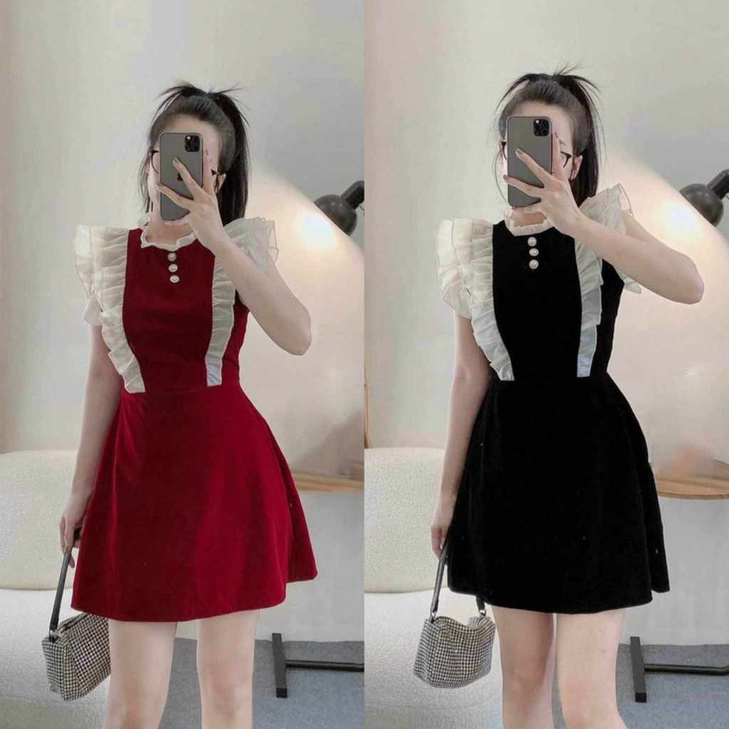 Đầm nữ xếp bèo voan sang trọng thích hợp đi tiệc