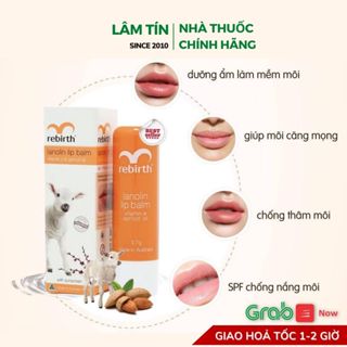 ✔(Chính Hãng) Son dưỡng ẩm nhau thai cừu Rebirth Lanolin Lip Balm with Vitamin E 3,7g