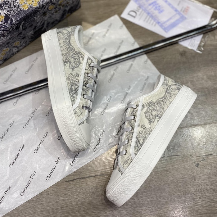 Giày Thể Thao Nam Nữ Dior Walk Embroider Cotton Canvas B56 Họa Tiết Hổ