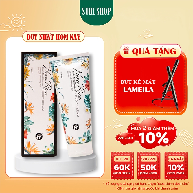 Kem kích trắng chống nắng body Herarise Body Cream giúp trắng da nâng tone chính hãng SPF50++  PA+++ chiết xuất Tổ yến