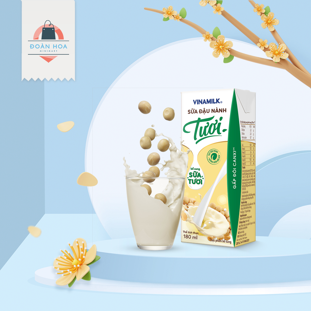 Sữa đậu nành Tươi Vinamilk | Lốc 4 hộp x180ml