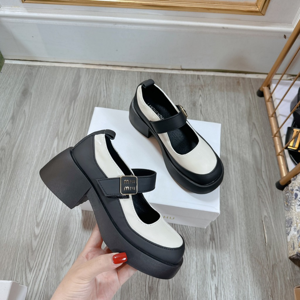 Giày da lười nữ mũi tròn phong cách da cao cấp