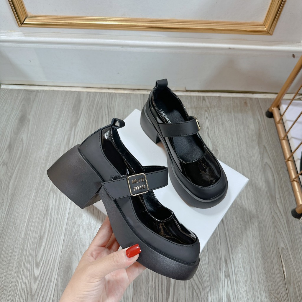 Giày da lười nữ mũi tròn phong cách da cao cấp